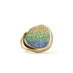 Women John Hardy Rings>Artisan Series Pebble Ring, 18K Gold, Gemstones