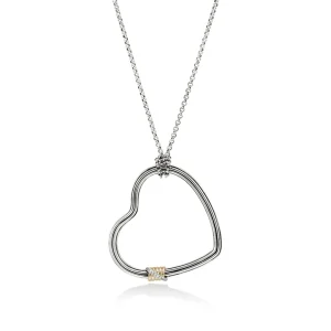 Women John Hardy Necklaces>Bamboo Heart Necklace, Gold, Silver, Diamonds