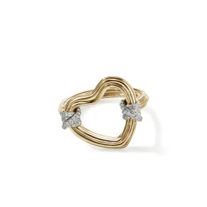 Women John Hardy Rings>Bamboo Heart Ring, Gold, Diamonds