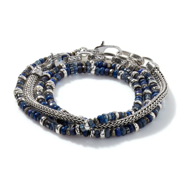 John Hardy Bracelets>Beaded Multi Wrap, Sterling Silver, Gemstones