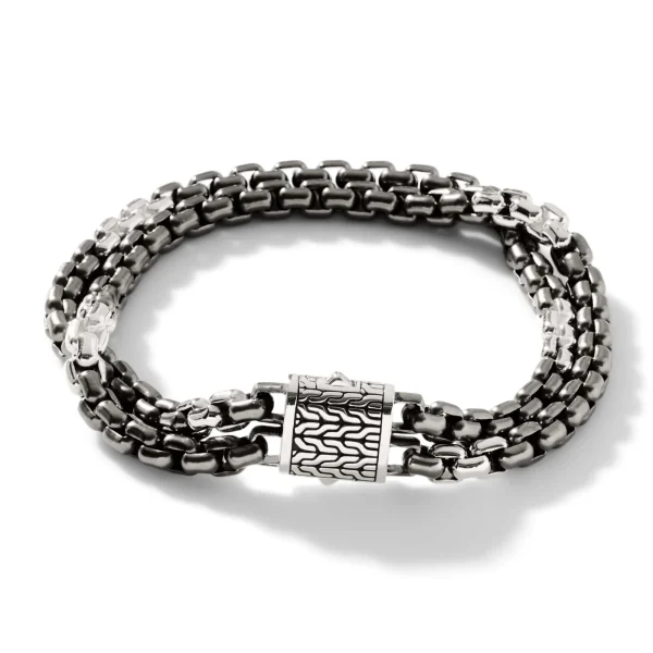 John Hardy Bracelets>Box Chain Bracelet, Dark Silver, 9.5MM