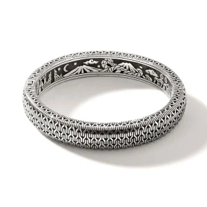 Women John Hardy Bracelets>Carved Chain Hinged Bangle, Sterling Silver