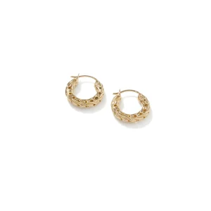 Women John Hardy Earrings>Carved Chain Hoop Earrings, Gold, Mini