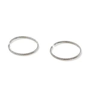 Women John Hardy Earrings>Carved Chain Hoop Earrings, Silver, Large