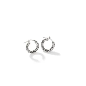 Women John Hardy Earrings>Carved Chain Hoop Earrings, Silver, Small