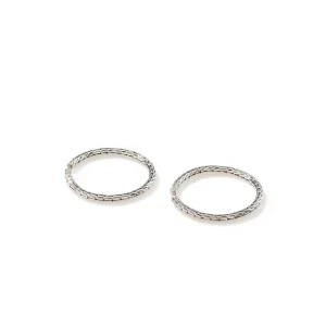 Women John Hardy Earrings>Carved Chain Hoop Earrings, Sterling Silver