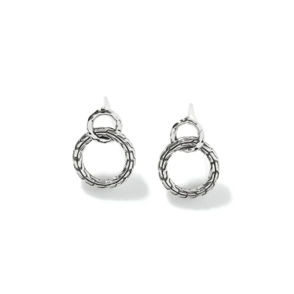 Women John Hardy Earrings>Carved Chain Interlink Stud Earrings, Silver