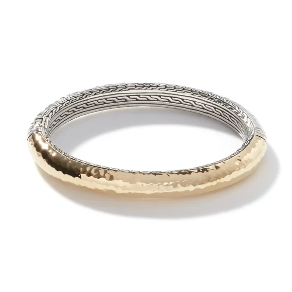 Women John Hardy Bracelets>Carved Chain Palu Hinged Bangle, Silver, Gold