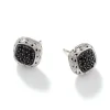 Women John Hardy Earrings>Carved Chain Stud Earrings, Silver, Pavé