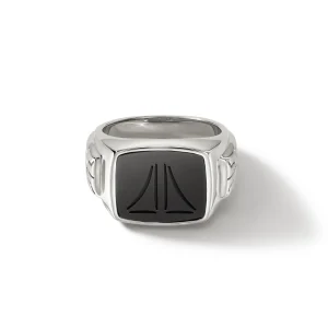 John Hardy Rings>Carved Signet Ring, Sterling Silver