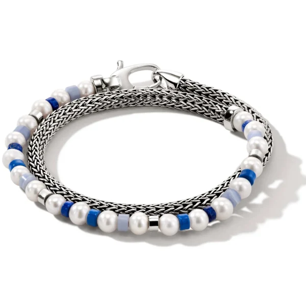 Women John Hardy Bracelets | Bracelets>Colorblock Wrap, Silver, Pearl