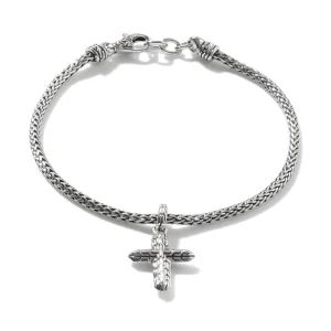 Women John Hardy Bracelets | Bracelets>Cross Charm Bracelet, Sterling Silver