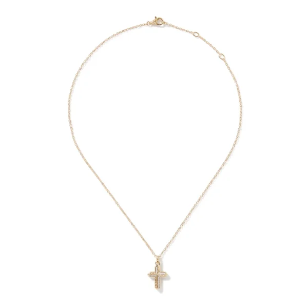 Women John Hardy Necklaces>Cross Pendant Necklace, Gold, Diamonds