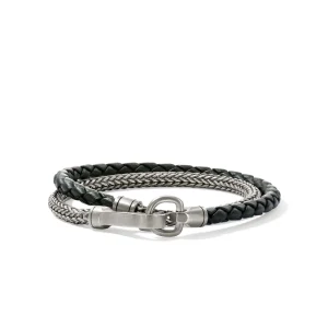 John Hardy Bracelets>Double Wrap, Silver, Leather, 4.5MM