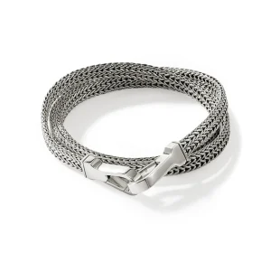 John Hardy Bracelets>Flat Chain Triple Wrap, Sterling Silver