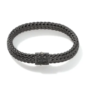 John Hardy Bracelets>Icon Bracelet, Dark Silver, Pavé, 11MM