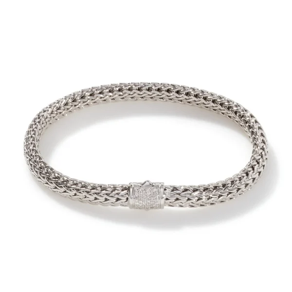 Women John Hardy Bracelets>Icon Bracelet, Silver, Diamonds, 6.5MM