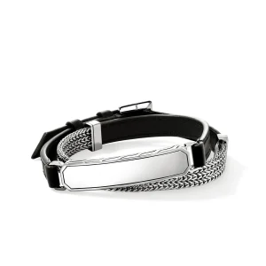 John Hardy Bracelets>ID Wrap, Sterling Silver, Leather, 9MM