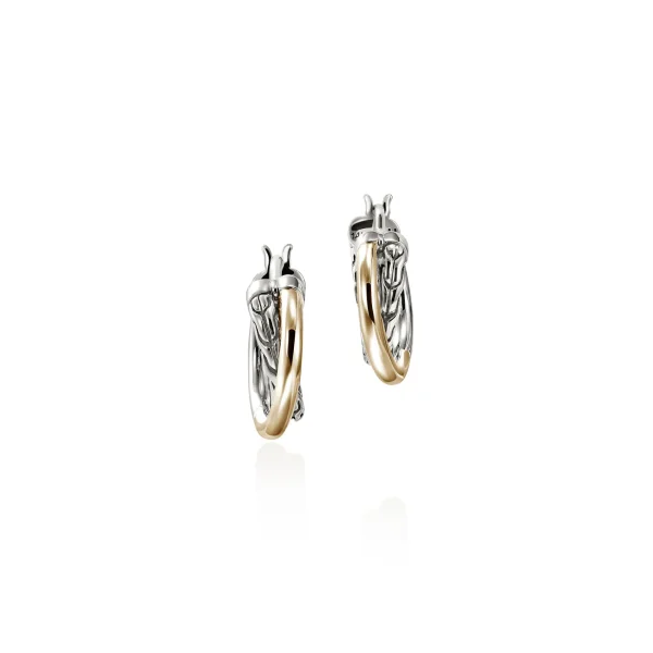 Women John Hardy Earrings>JH Essential Crossover Hoop Earring, Gold, Sterling Silver, 9.5MM