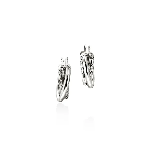 Women John Hardy Earrings>JH Essential Crossover Hoop Earring, Sterling Silver, 9.5MM