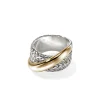 Women John Hardy Rings>JH Essential Crossover Ring, Gold, Sterling Silver