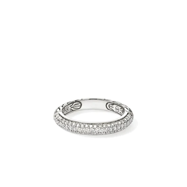 Women John Hardy Rings>JH Essential Pavé Band Ring, Sterling Silver, Diamonds, 3.5MM