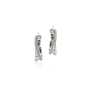 Women John Hardy Earrings>JH Essential Pavé Crossover Earring, Sterling Silver, Diamonds, 20.5MM