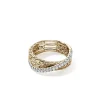 Women John Hardy Rings>JH Essential Pavé Crossover Ring, Gold, Diamonds