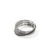 Women John Hardy Rings>JH Essential Pavé Crossover Ring, Sterling Silver, Gemstones