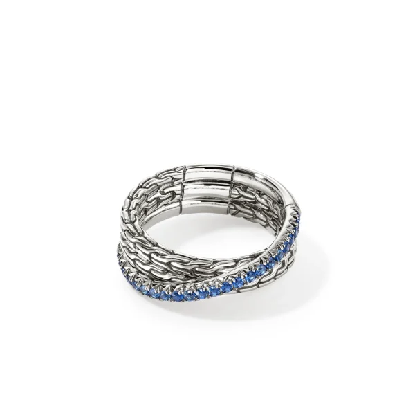 Women John Hardy Rings>JH Essential Pavé Crossover Ring, Sterling Silver, Gemstones