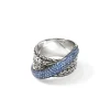 Women John Hardy Rings>JH Essential Pavé Crossover Ring, Sterling Silver, Gemstones