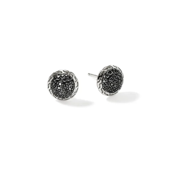 Women John Hardy Earrings>JH Essential Pavé Stud Earring, Sterling Silver, Gemstones, 10MM