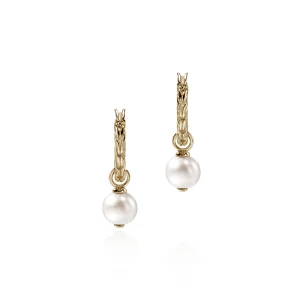 Women John Hardy Earrings>JH Essential Pearl Hoop Earring, Gold