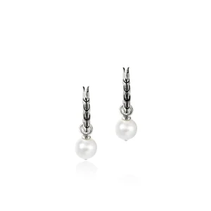 Women John Hardy Earrings>JH Essential Pearl Hoop Earrings, Sterling Silver