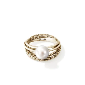 Women John Hardy Rings>JH Essential Pearl Ring, Gold, Pearl