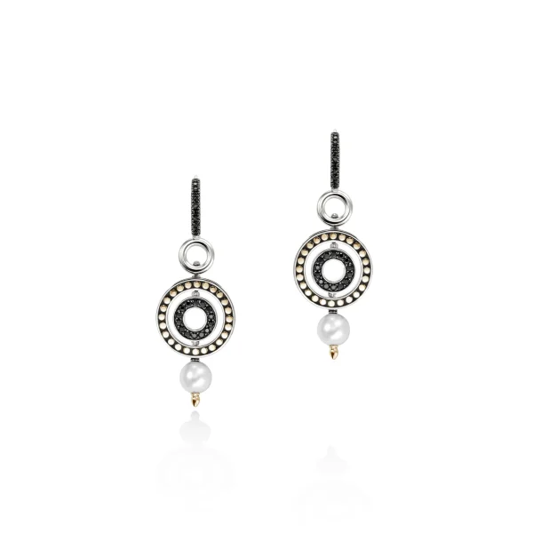 Women John Hardy Earrings>Moon Door Earrings, Gold, Silver, Pavé, Pearl