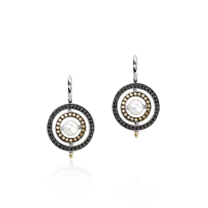 Women John Hardy Earrings>Moon Door Earrings, Gold, Silver, Pavé, Pearl