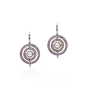 Women John Hardy Earrings>Moon Door Earrings, Silver, Rose Gold, Pavé, Pearl