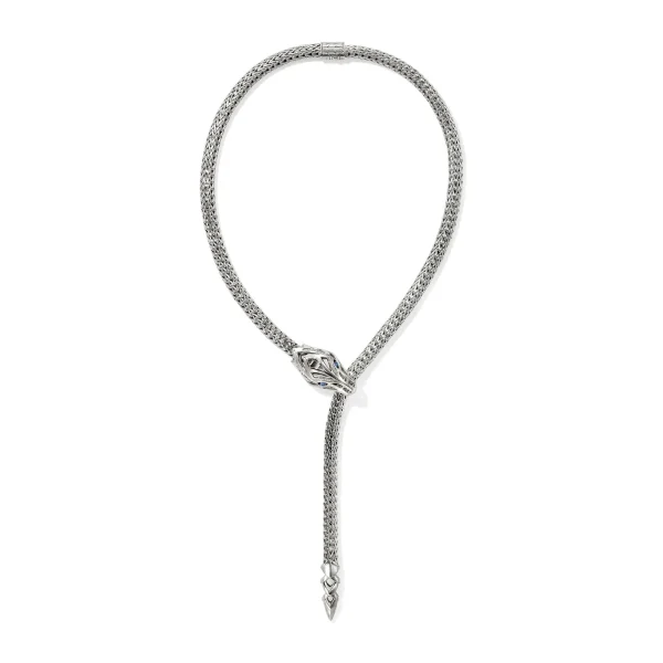 Women John Hardy Necklaces>Naga Y Necklace, Sterling Silver, Diamonds, 7.5MM