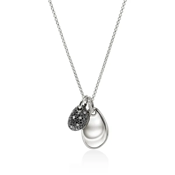 Women John Hardy Necklaces>Pebble Duo Necklace, Sterling Silver, Black Sand Diamond Pavé