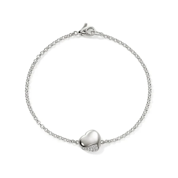 Women John Hardy Bracelets>Pebble Heart Bracelet, Silver, Diamonds