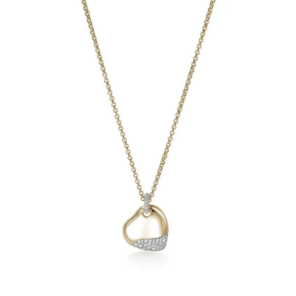 Women John Hardy Necklaces>Pebble Heart Necklace, Gold, Diamonds, Large