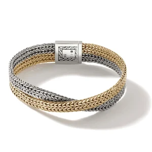 Women John Hardy Bracelets>Rata Chain Crossover Bracelet, Gold, Silver