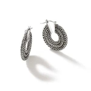 Women John Hardy Earrings>Rata Chain Hoop Earrings, Sterling Silver