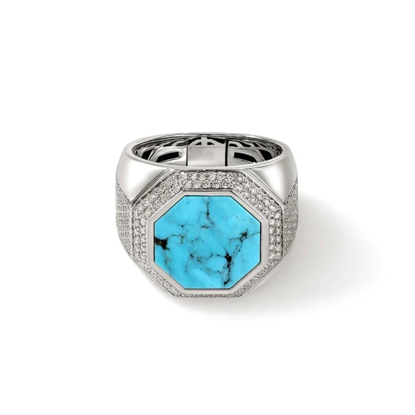 John Hardy Rings>Signet Ring, Silver, Diamonds