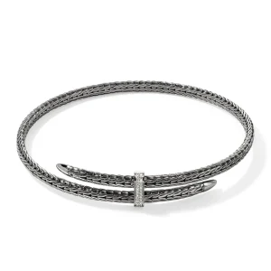 Women John Hardy Necklaces | Necklaces>Spear Coil Choker, Dark Silver, Diamonds