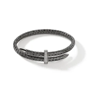 Women John Hardy Bracelets | Bracelets>Spear Flex Cuff, Dark Silver, Diamonds