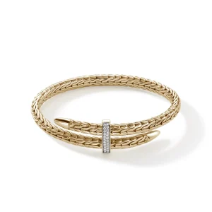 Women John Hardy Bracelets | Bracelets>Spear Flex Cuff, Gold, Diamonds