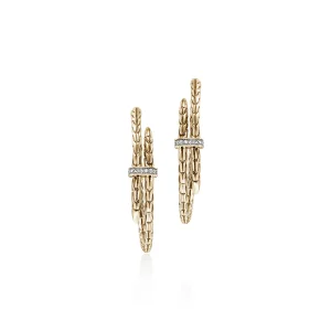 Women John Hardy Earrings>Spear Hoop Earrings, Gold, Diamonds