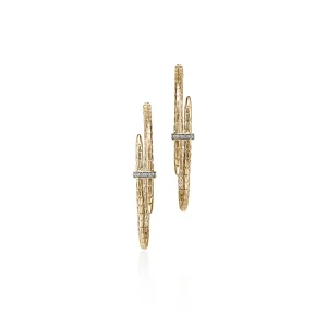 Women John Hardy Earrings>Spear Hoop Earrings, Gold, Diamonds, Large